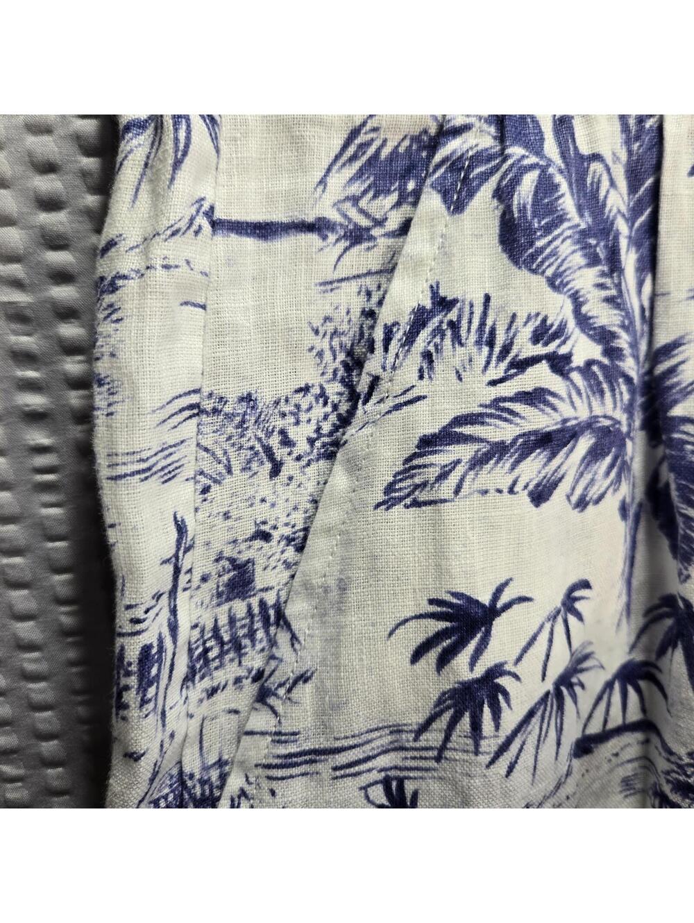 Joie 100% Linen Toile Midi Skirt Blue White Tropical Coastal Grandma Boho Small - Picture 4 of 6